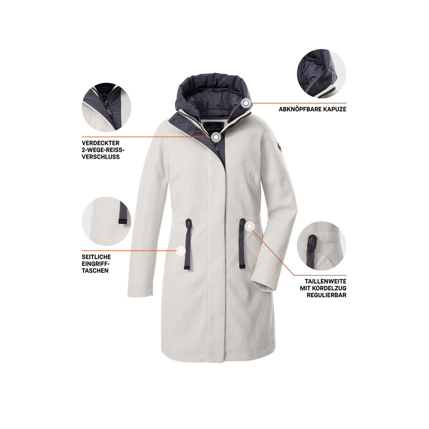 Damen G.I.G.A. DX by killtec Grau GW 46 WMN KNTFLC PRK 00535 46 Mantel