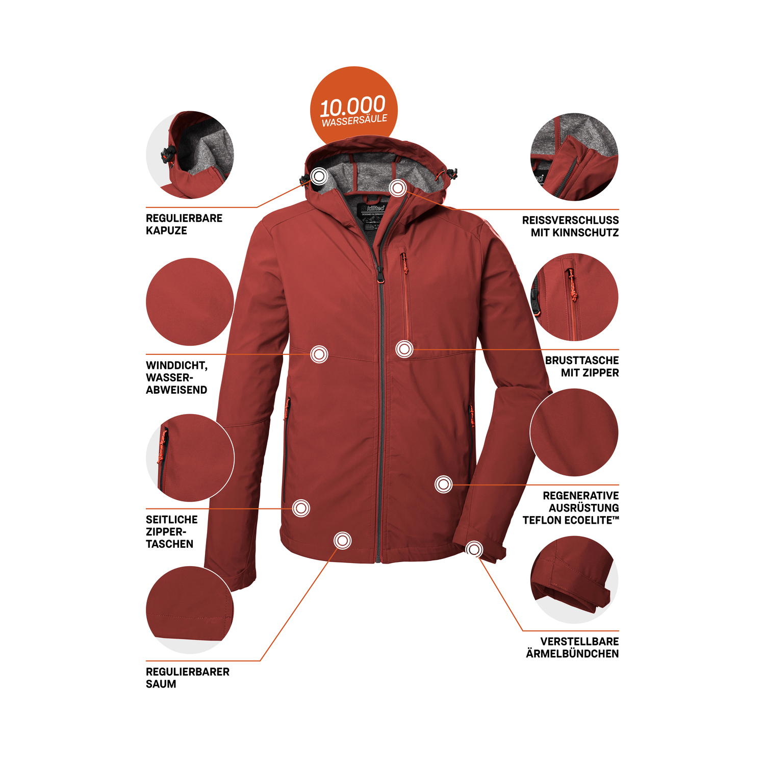 Herren killtec Rot KOS 259 MN SFTSHLL JCKT 00454 4XL Funktionsjacke