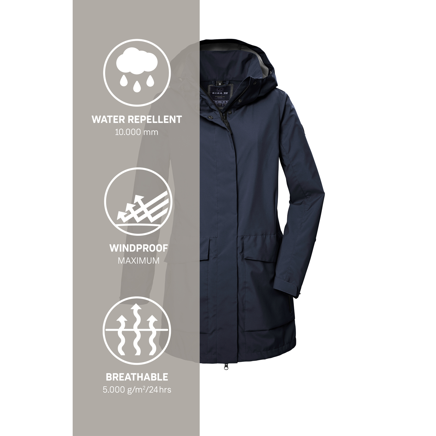 Damen G.I.G.A. DX by killtec Blau GS 95 WMN SFTSHLL PRK 00814 50 Mantel