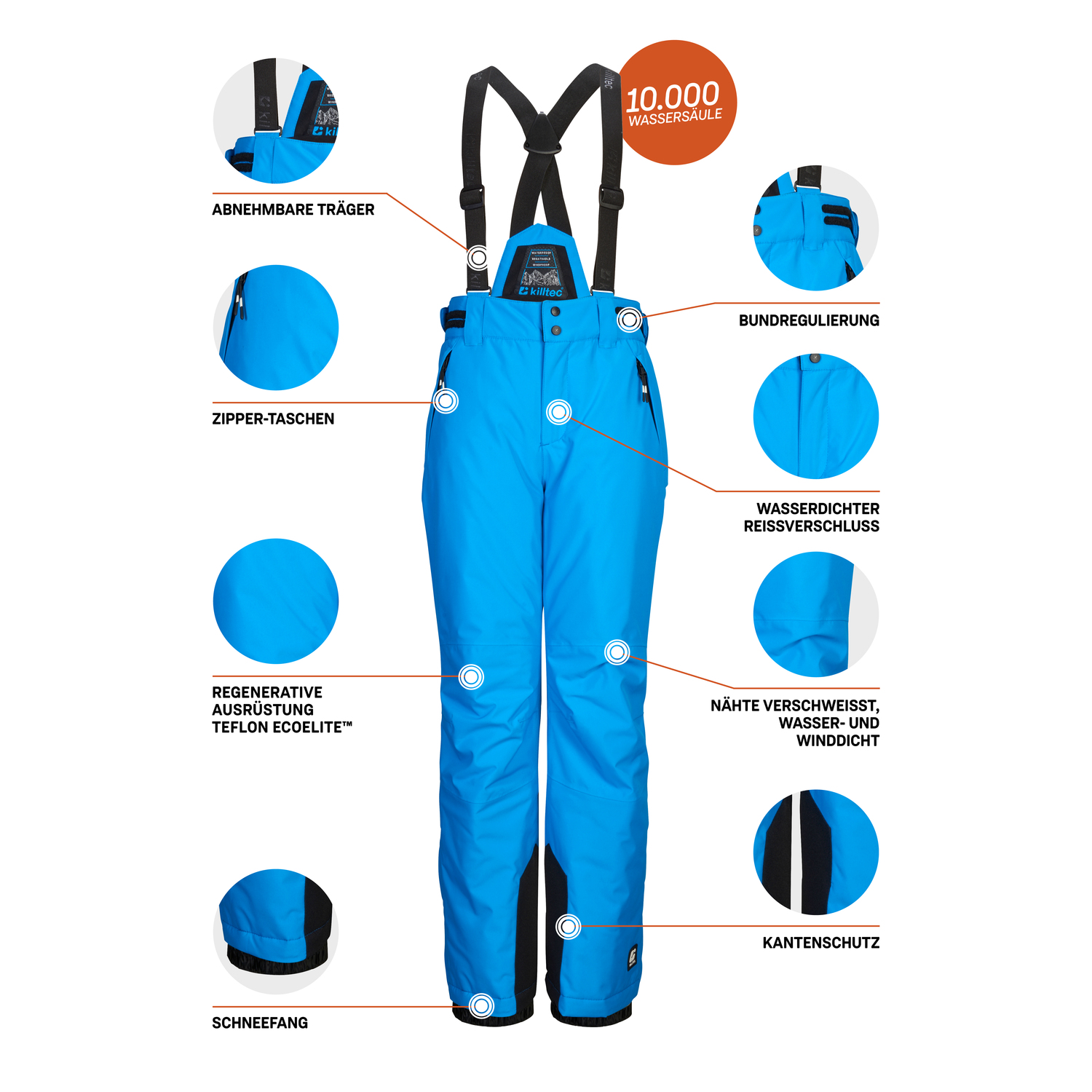 Kinder killtec Blau KSW 214 BYS SKI PNTS 00902 176 Latzhose