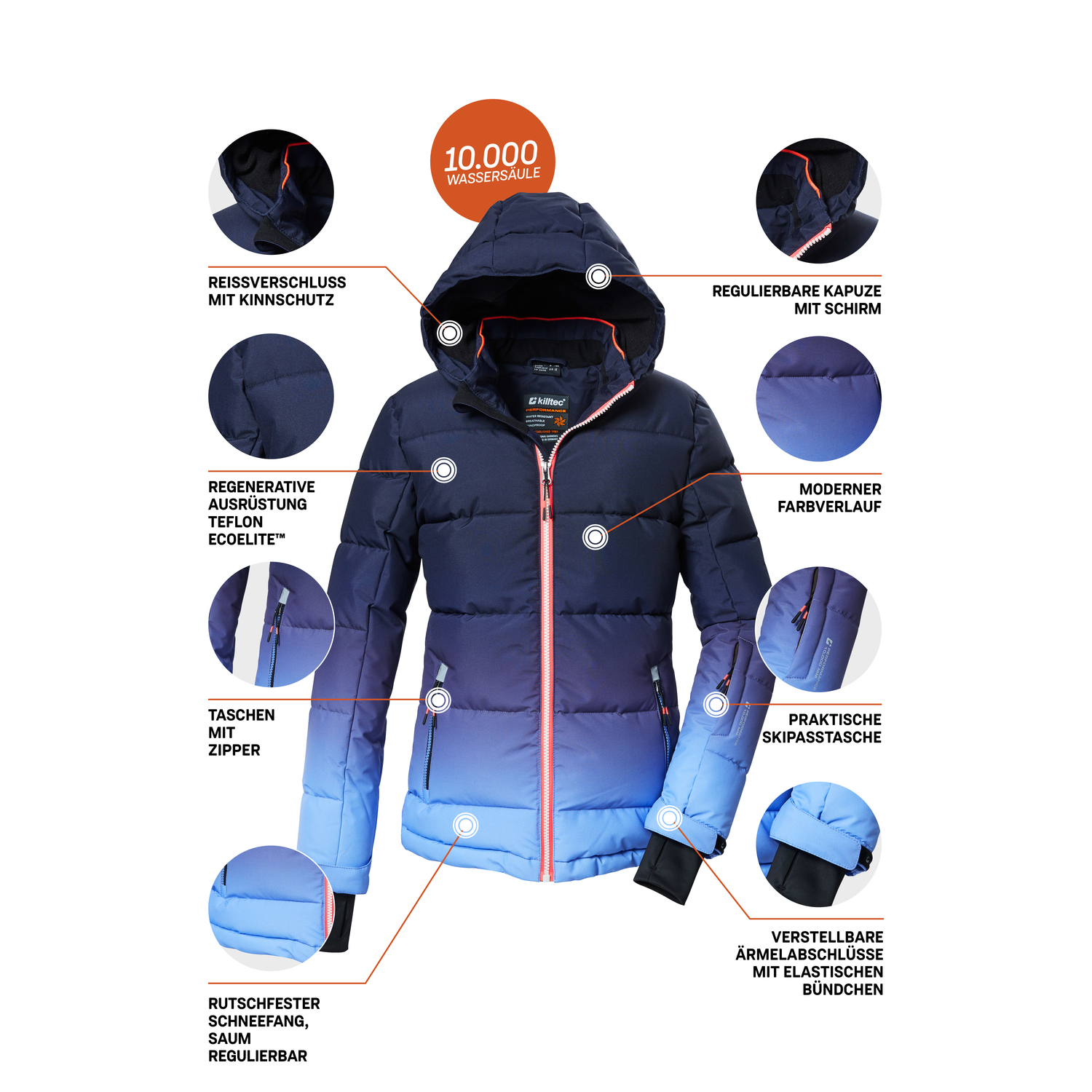 Kinder Mädchen killtec Blau KSW 330 GRLS SKI QLTD JCKT 00859 176 Funktionsjacke