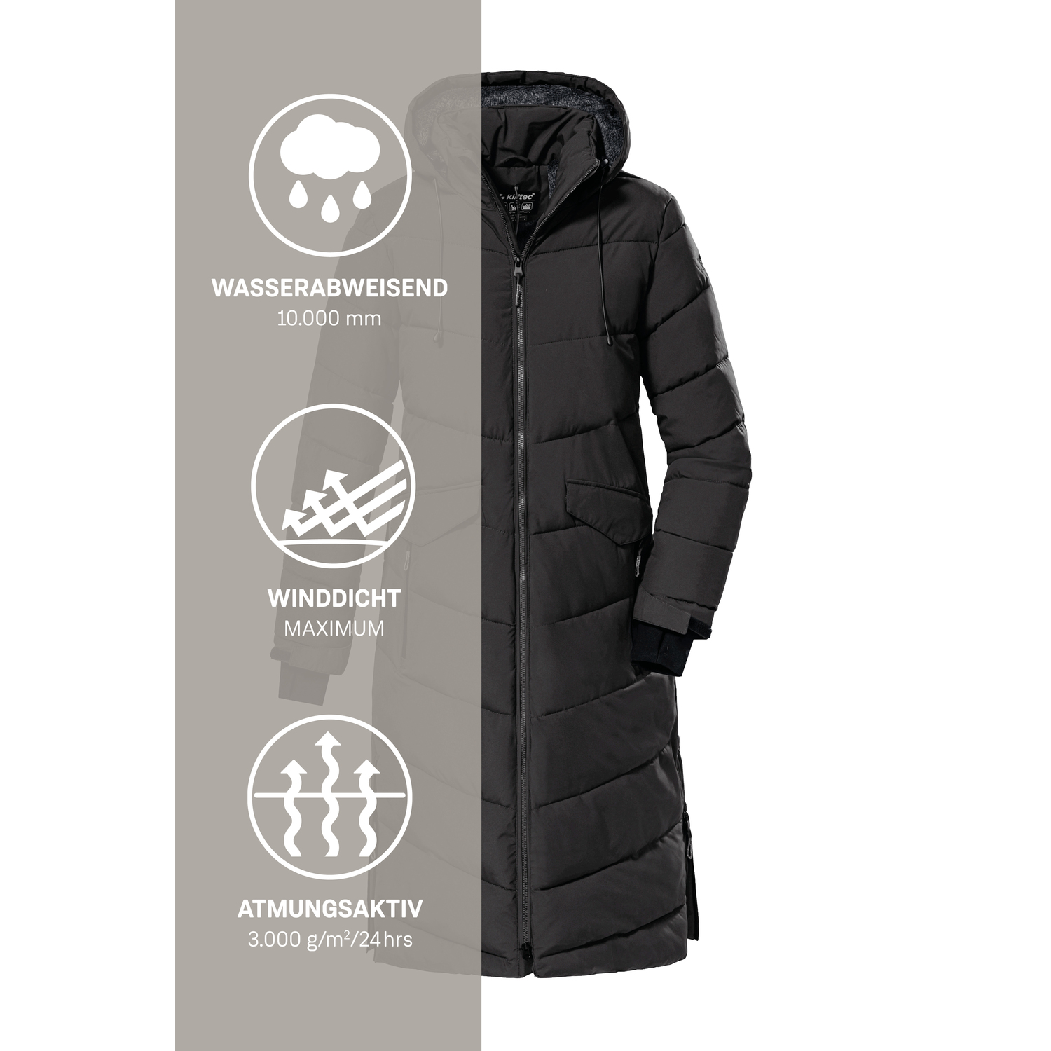 Damen killtec Schwarz KOW 62 WMN QLTD CT 00200 44 Mantel