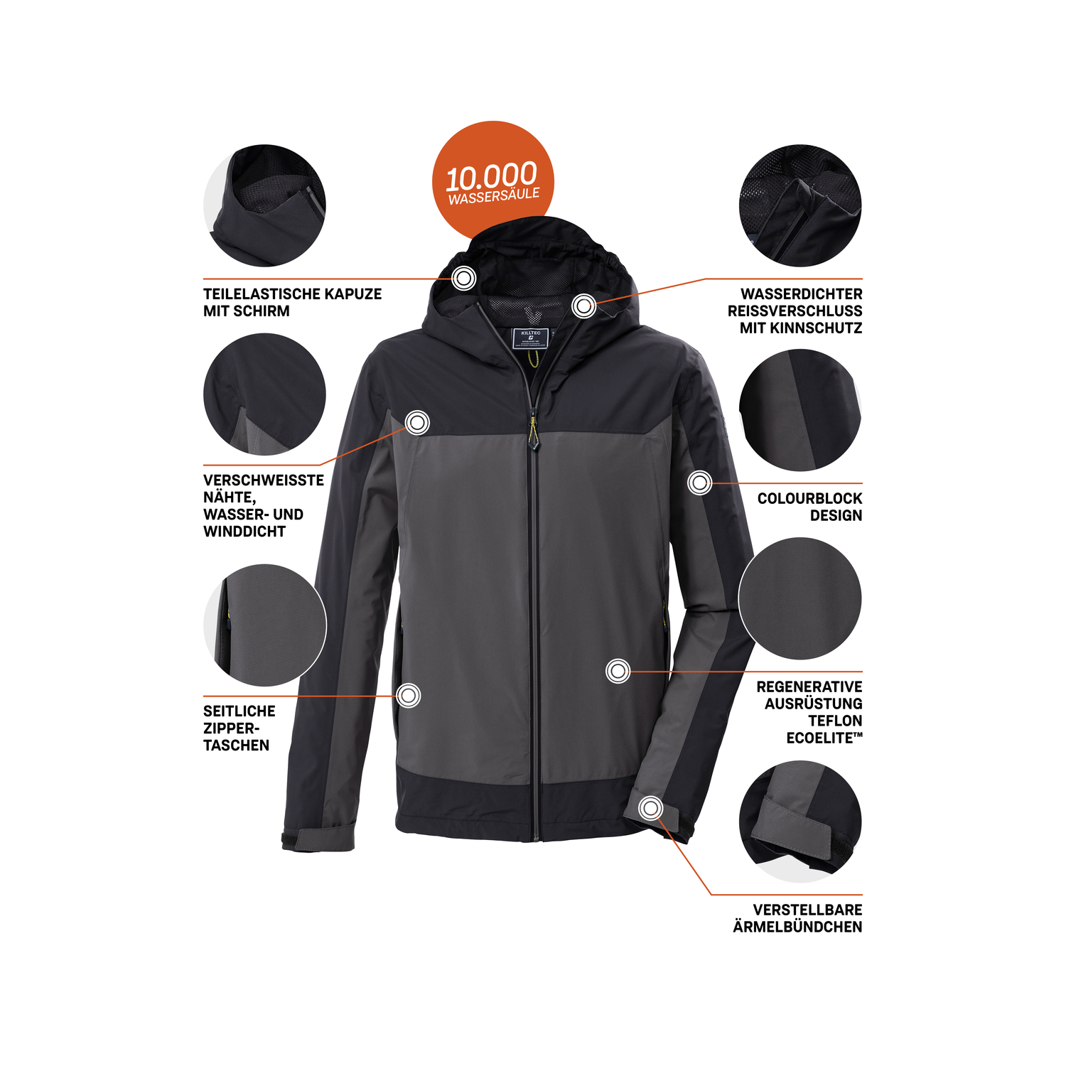 Herren killtec Anthrazit KOS 40 MN JCKT Funktionsjacke