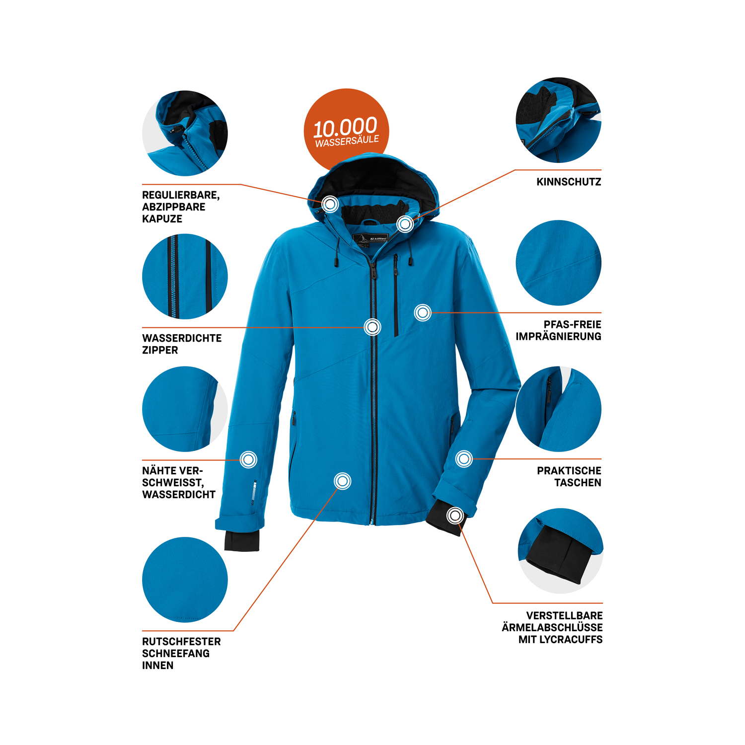 Herren killtec Blau KSW 24 MN SKI JCKT 00902 4XL Funktionsjacke