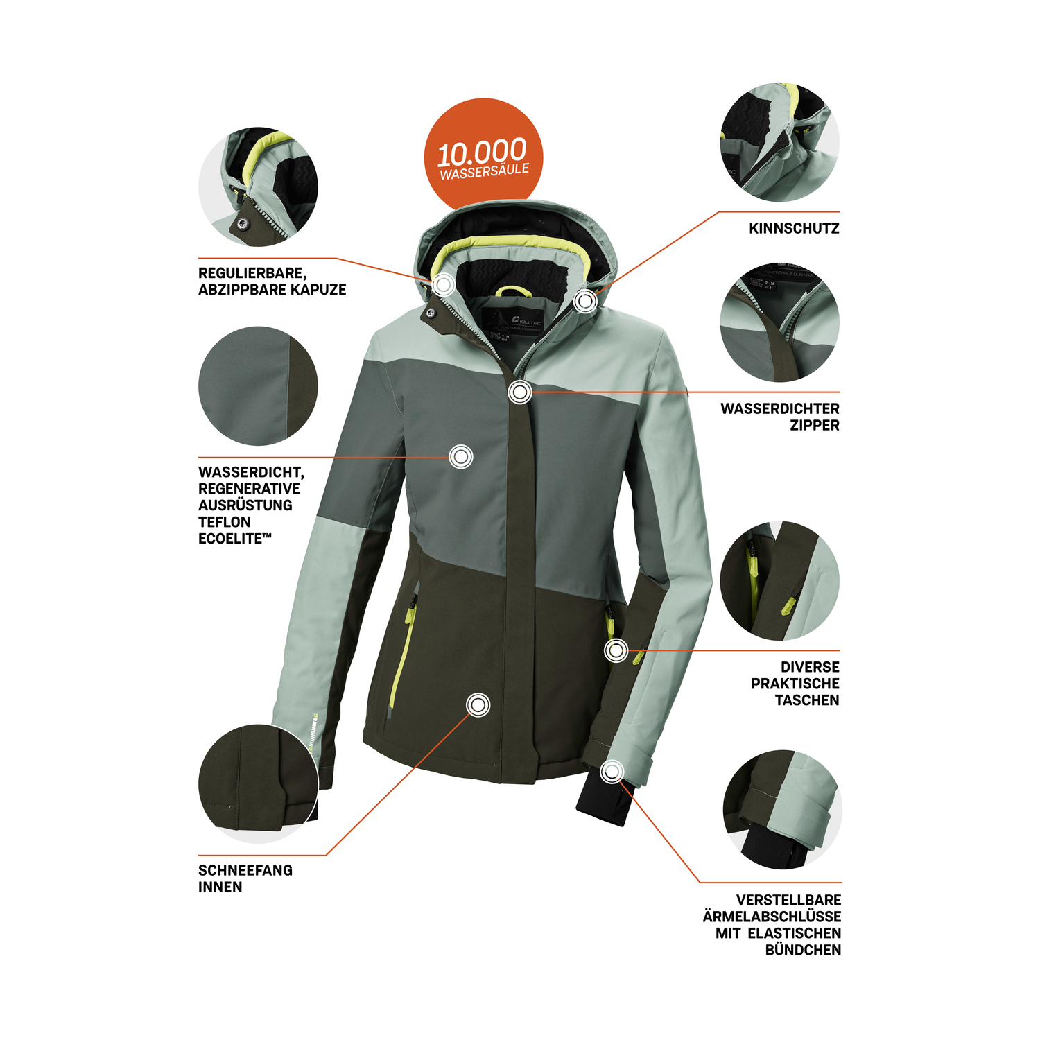 Damen killtec Grün KSW 67 WMN SKI JCKT 00738 50 Funktionsjacke
