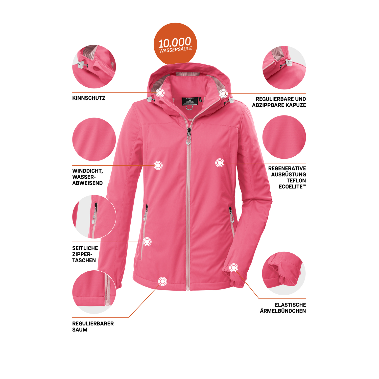 Damen killtec Pink KOS 69 WMN SFTSHLL JCKT 00555 50 Funktionsjacke