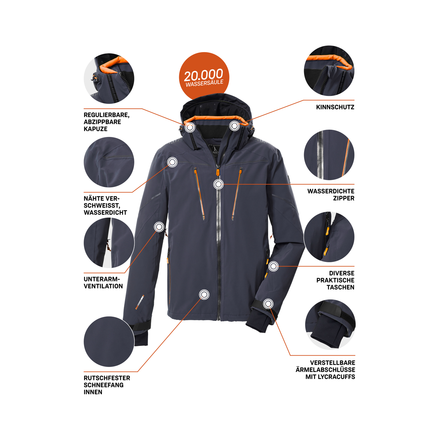 Herren killtec Blau KSW 50 MN SKI JCKT 00830 4XL Funktionsjacke