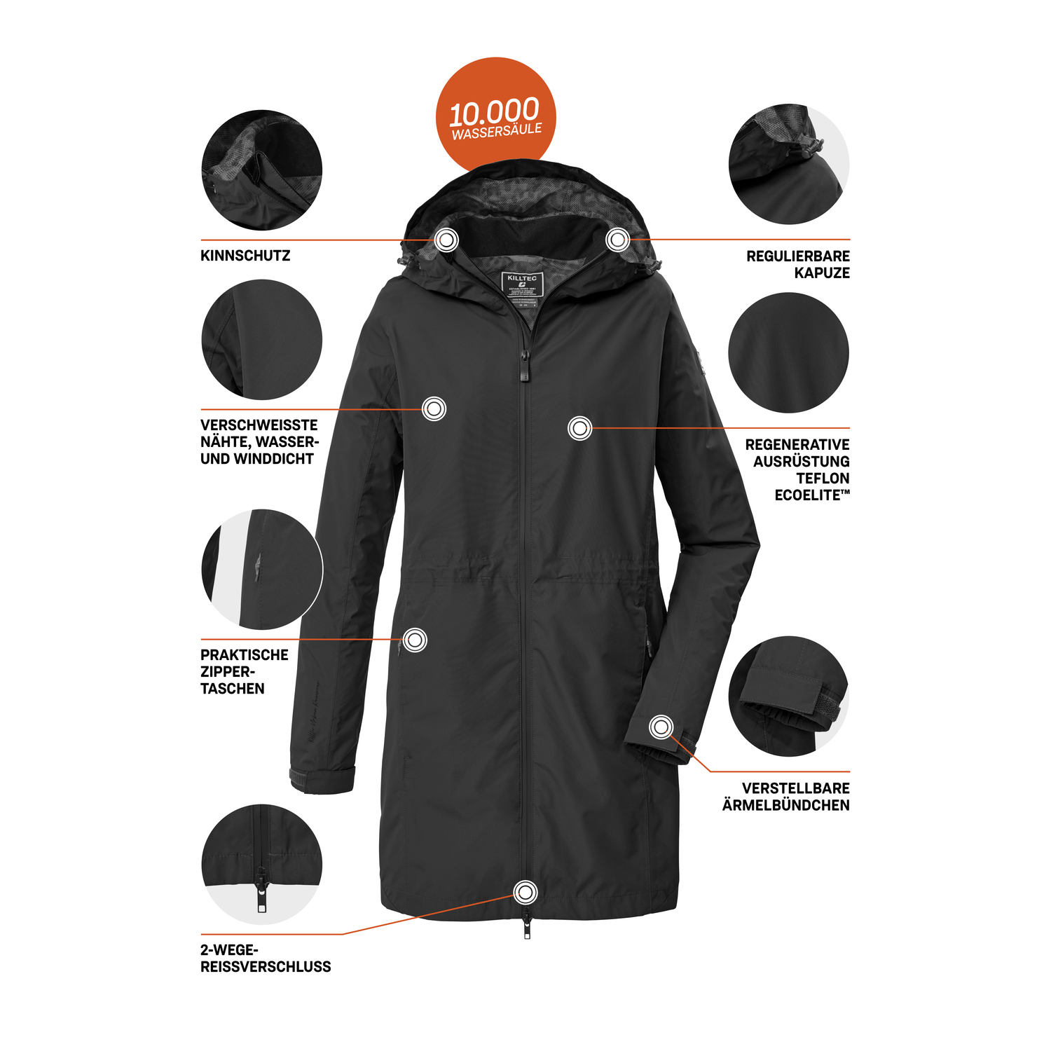 Damen killtec Schwarz KOS 35 WMN PRK 00200 50 Funktionsjacke