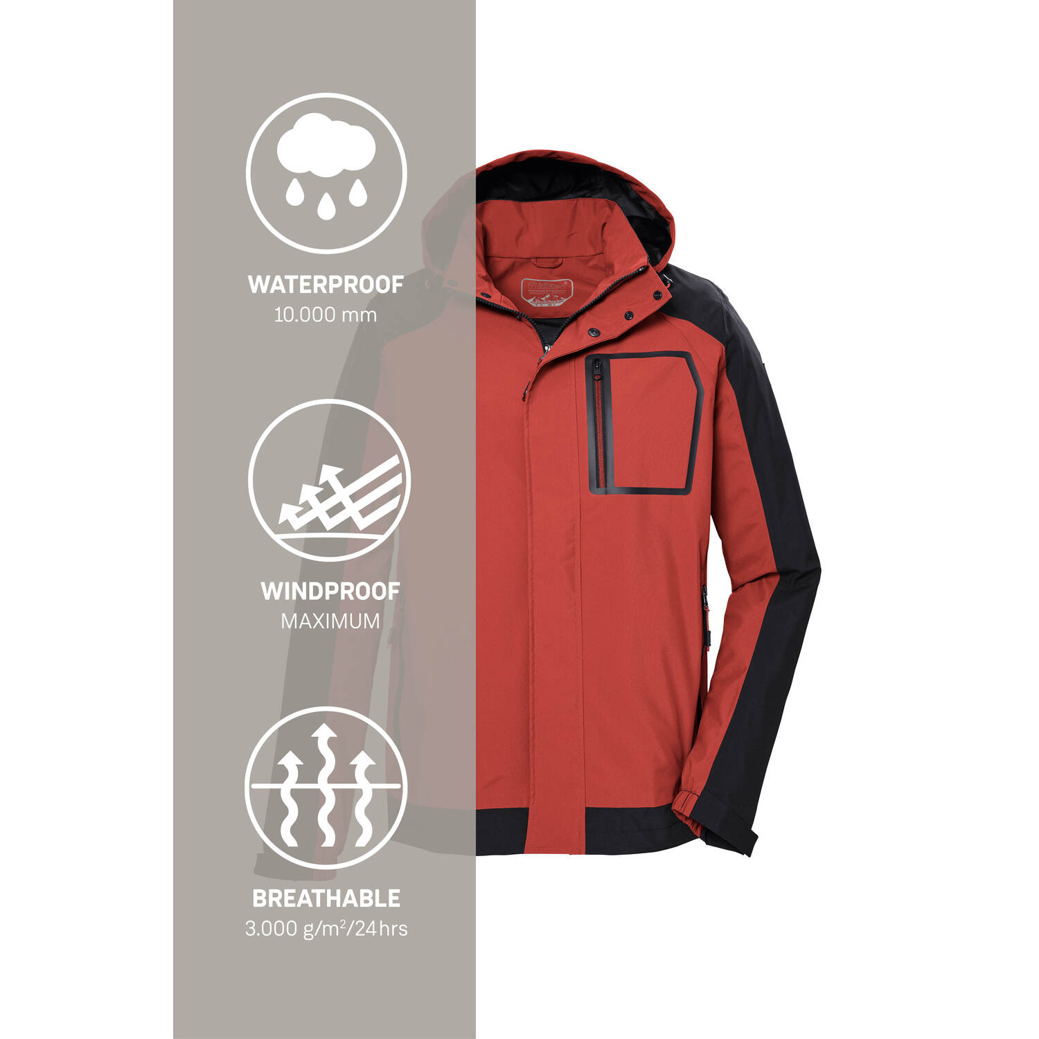 Herren killtec Rot KOS 54 MN JCKT 00407 4XL Funktionsjacke
